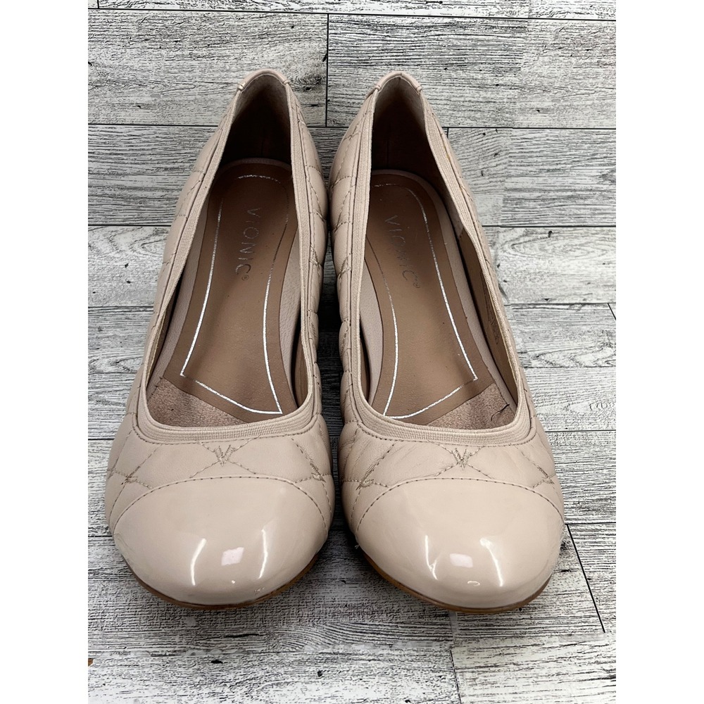 Vionic Ruby Beige Quilted Leather Patent Cap Toe … - image 2